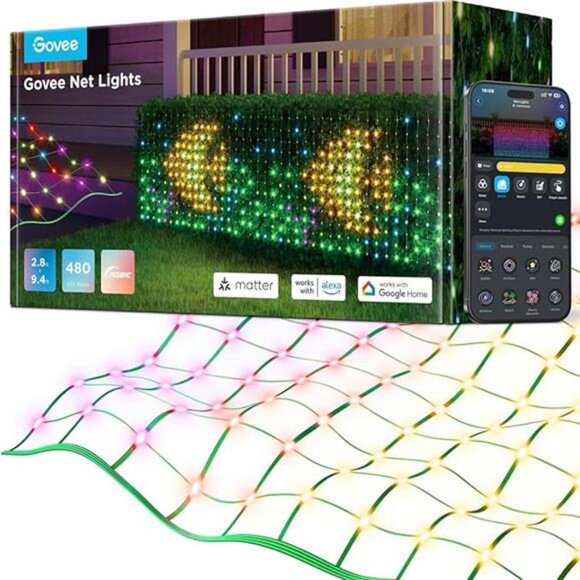 Outdoor Net Lights, 2.8 × 9.4ft with RGBIC and DIY Functions, 480 LEDs - Picture 7 of 7